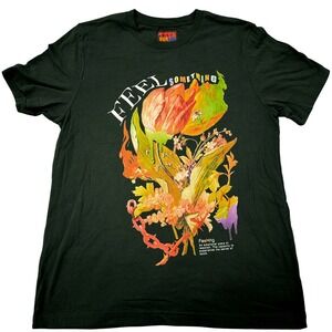 Teen Hearts Feel Something Graphic T-Shirt Dark Green Floral Slime Mens Large
